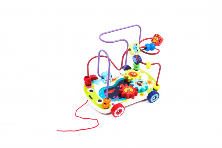 Joc interactiv multifunctional cu animalute din lemn cu roti - Lemn in Dar [1]