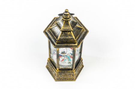 Ornament tip felinar hexagonal care lumineaza cu 4 oameni de zapada [2]