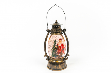 Decoratiuni cu lumina - Ornament tip felinar oval care lumineaza cu mos si brad