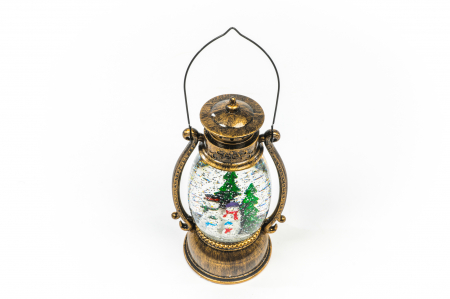 Ornament tip felinar oval care lumineaza cu 3 oameni de zapada [2]