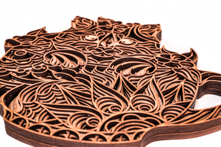 Tablou cu pisica din lemn in straturi [2]