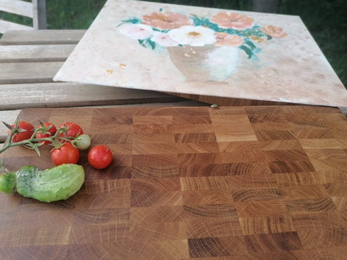 Tocator premium de bucatarie din lemn de stejar, end grain 39X29X3.5 [4]