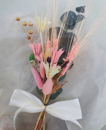 Buchetel nemuritor de primavara, din flori naturale uscate in nuante de menta si roz [2]