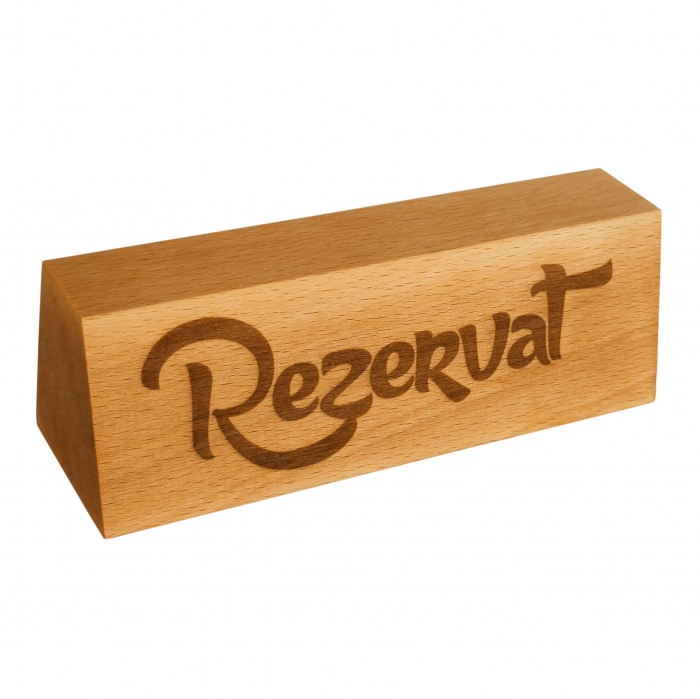 Semn pentru masa 'Rezervat' din lemn de fag, 15x5x5 cm [1]