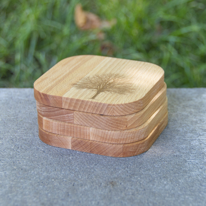 Set 4 coaster/suport pahare din lemn de fag 9x9x1cm [10]