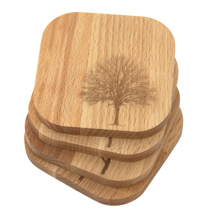 Set 4 coaster/suport pahare din lemn de fag 9x9x1cm [2]