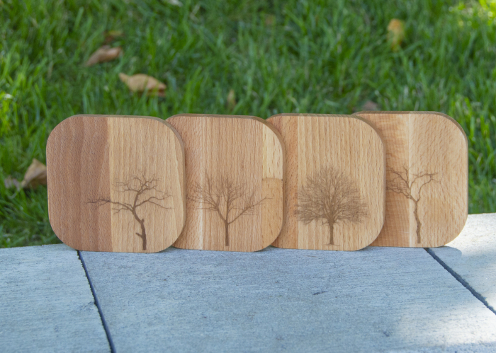 Set 4 coaster/suport pahare din lemn de fag 9x9x1cm [3]