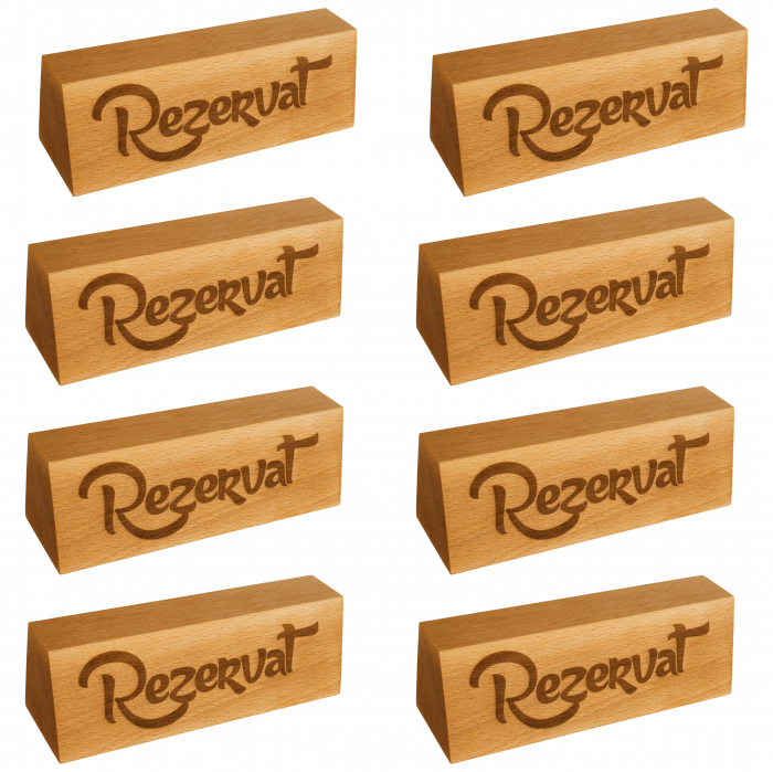 Set de 8 Semne pentru masa 'Rezervat' din lemn de fag, 15x5x5 cm [1]