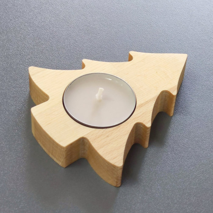 Suport de lumanari din lemn in forma de brad, 8x10cm [6]