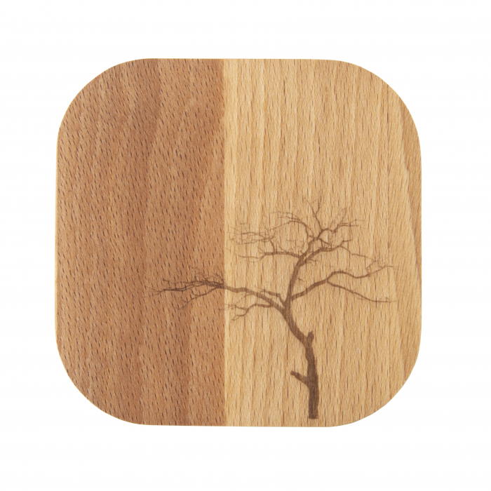 Suport pahare din lemn de fag 9x9x1cm, Copac 1 [1]