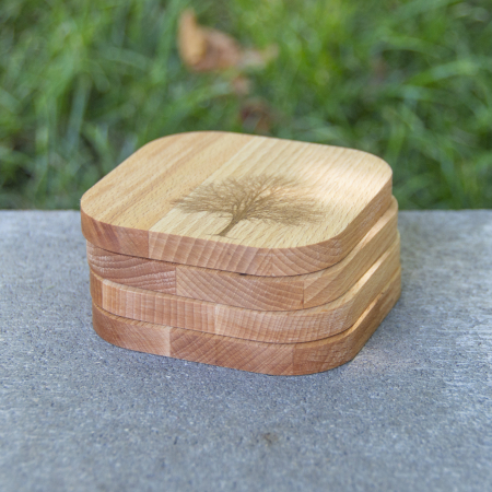 Set 4 coaster/suport pahare din lemn de fag 9x9x1cm [9]