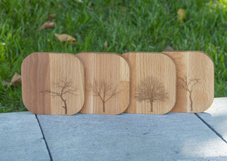 Set 4 coaster/suport pahare din lemn de fag 9x9x1cm [2]