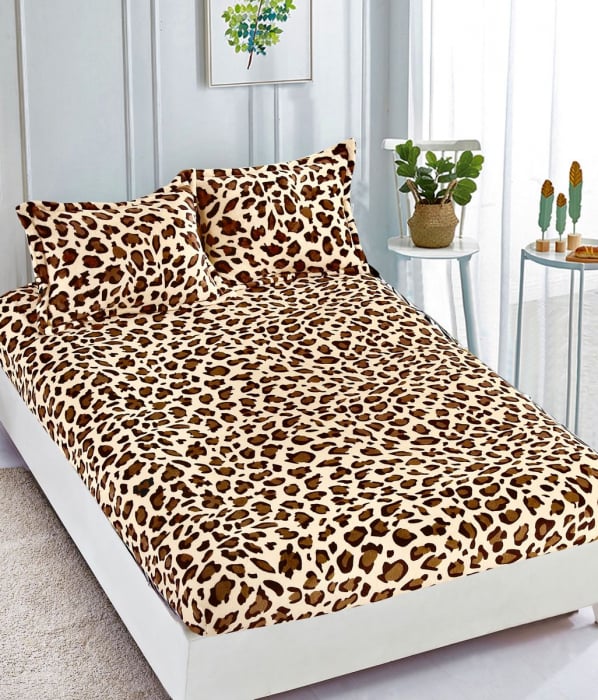 huse de pat cu 2 fete de perna Husa de pat cu elastic cocolino + 2 Fete de Perna, Leopard