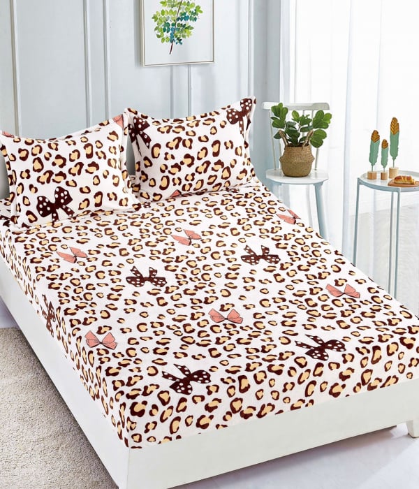 Husa de pat cu elastic cocolino + 2 Fete de Perna, Fundite Leopard