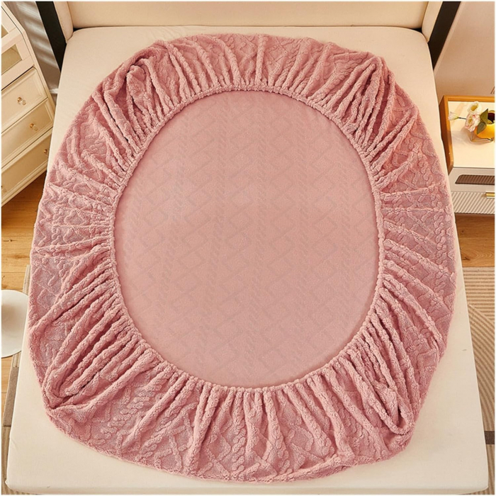 Husa de pat cu elastic cocolino Tip Tricotaj + 2 Fete de Perna - Roz [5]