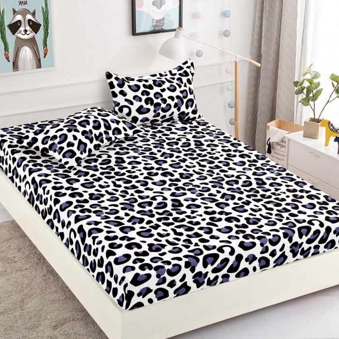 Husa Din Bumbac Tip Finet Cu Elastic 1 Persoana, Animal Print