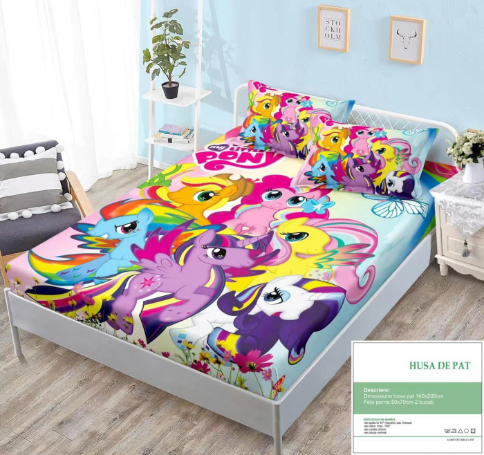 Husa Din Bumbac Tip Finet Cu Elastic 140x200 - My Little Pony