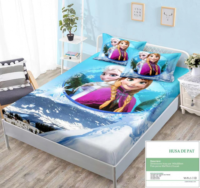 Husa Din Bumbac Tip Finet Cu Elastic 140x200 - Ana Elsa