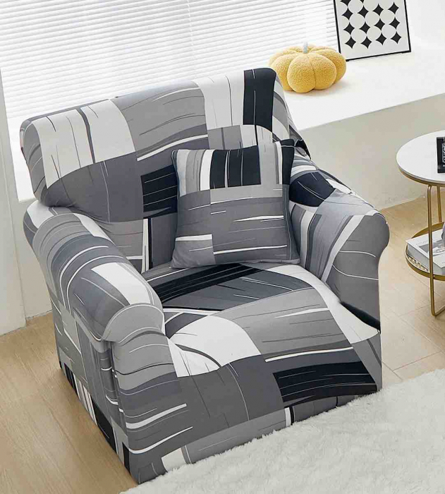 Husa Elastica Pentru Fotoliu/ Canapea/ Coltar - Grey Shadows [1]