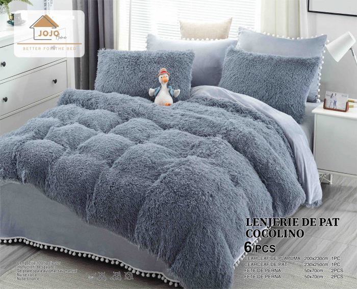 Lenjerie pat dublu Cocolino Fluffy, super pufoasa, 6 piese