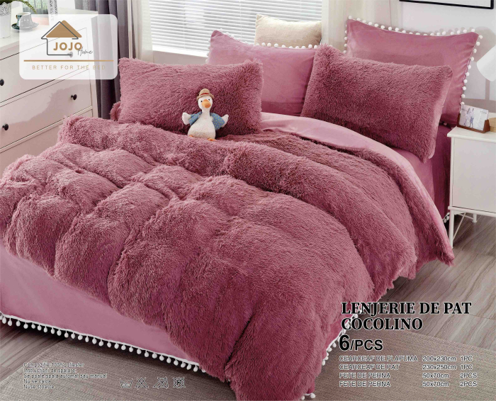 Lenjerie pat dublu Cocolino Fluffy, super pufoasa, 6 piese