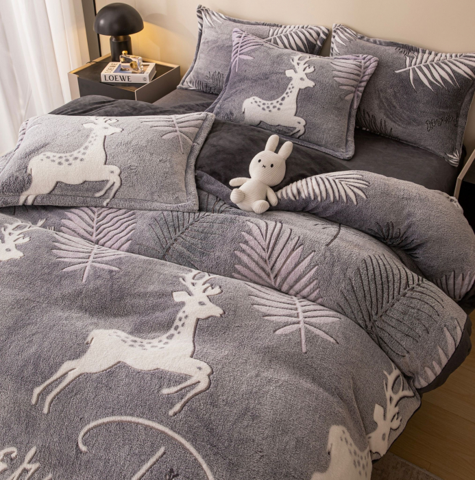 Lenjerie Cocolino Pat Dublu, 4 piese, cu ELASTIC - Deer [3]