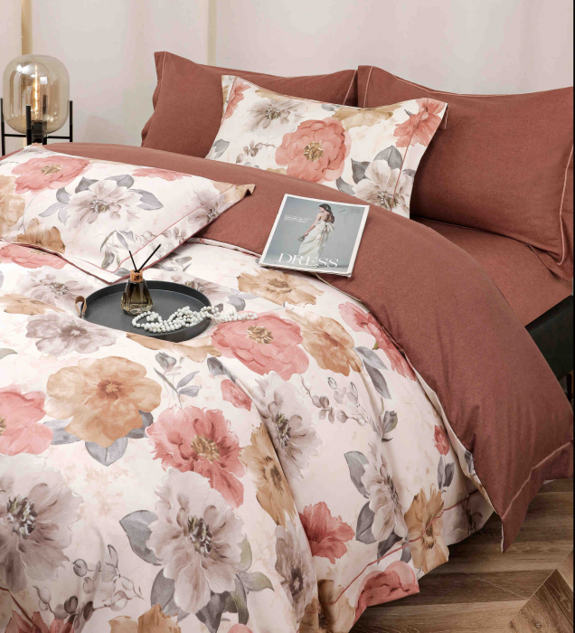 Lenjerie De Lux In Cutie Cadou, Bumbac Finet, 6 Piese - Flori Pictate [3]