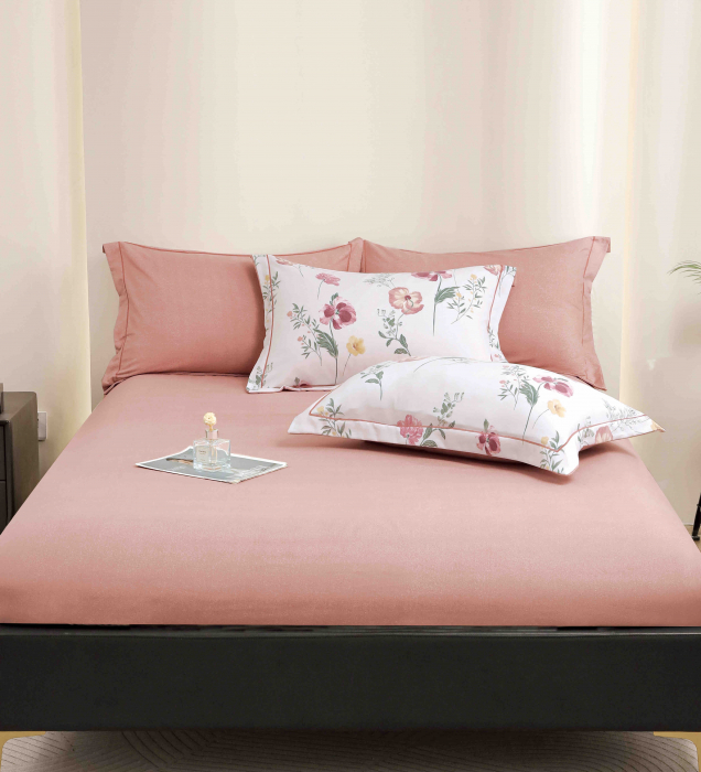 Lenjerie De Lux In Cutie Cadou, Bumbac Finet, 6 Piese - Roz Cu Flori [5]