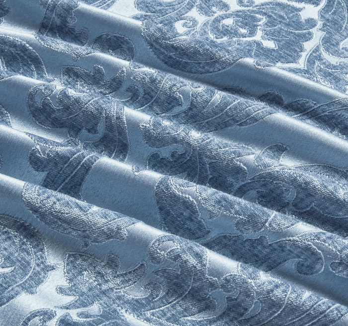 Lenjerie de pat cu elastic si pilota inclusa, bumbac tip jacquard, pat 2 persoane, 7 piese - Albastru [5]