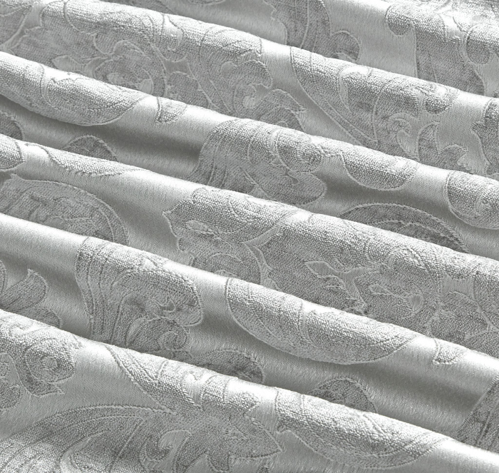Lenjerie de pat cu elastic si pilota inclusa, bumbac tip jacquard, pat 2 persoane, 7 piese - Gri [5]