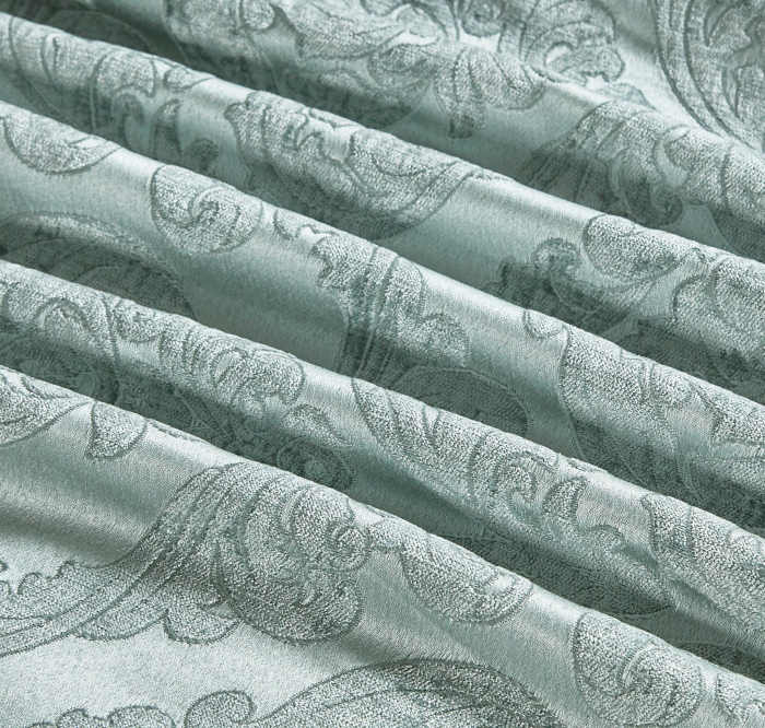 Lenjerie de pat cu elastic si pilota inclusa, bumbac tip jacquard, pat 2 persoane, 7 piese - Verde [4]