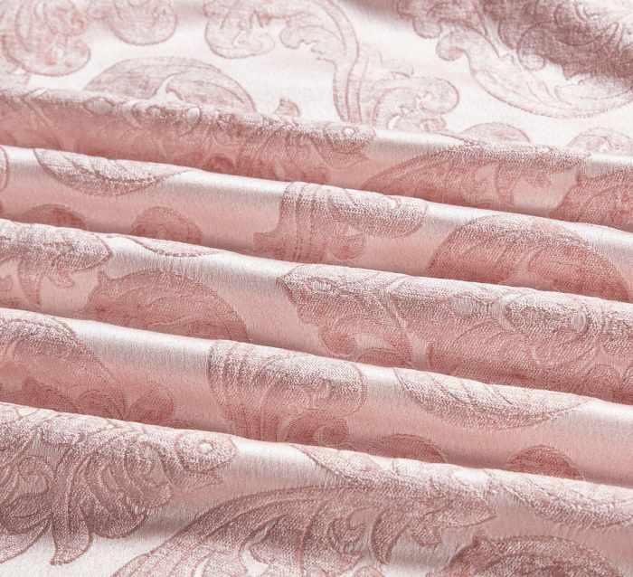 Lenjerie de pat cu elastic si pilota inclusa, bumbac tip jacquard, pat 2 persoane, 7 piese - Roz Pudra [5]