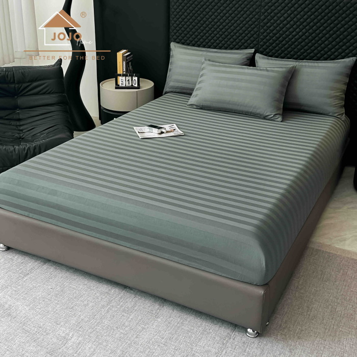 Lenjerie de Pat Damasc Deluxe Luxury, 100% Bumbac Premium, 6 Piese, Cearceaf cu Elastic 180x200 cm, Husă Pilotă 200x230 cm, Confort Hotelier 5★ [5]