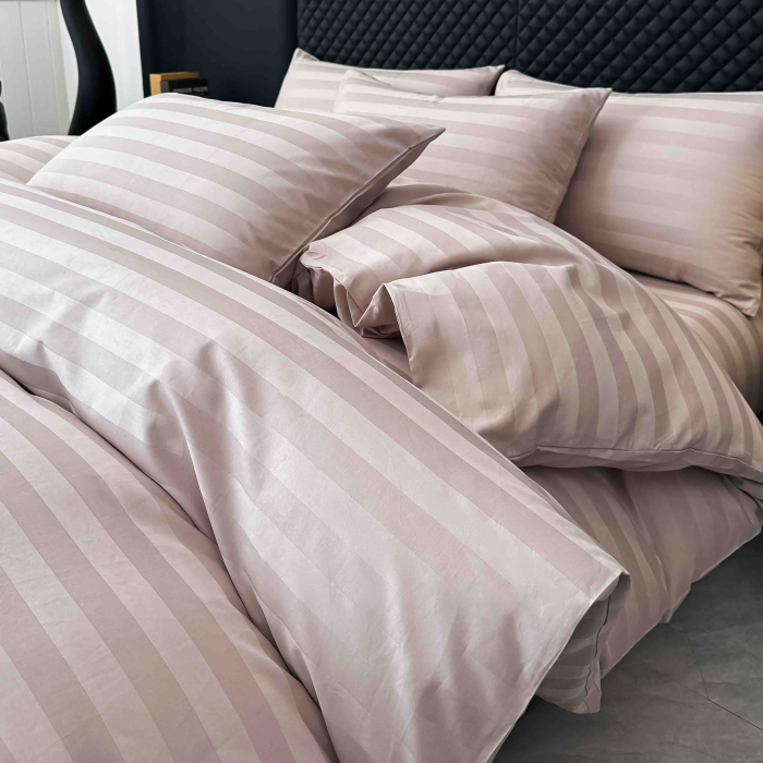 Lenjerie de Pat Damasc Deluxe Luxury, 100% Bumbac Premium, 6 Piese, Cearceaf cu Elastic 180x200 cm, Husă Pilotă 200x230 cm, Confort Hotelier 5★ [3]