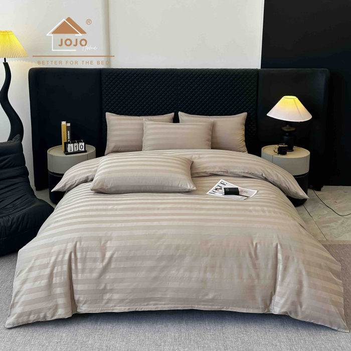 Lenjerie de Pat Damasc Deluxe Luxury, 100% Bumbac Premium, 6 Piese, Cearceaf cu Elastic 180x200 cm, Husă Pilotă 200x230 cm, Confort Hotelier 5★ [2]