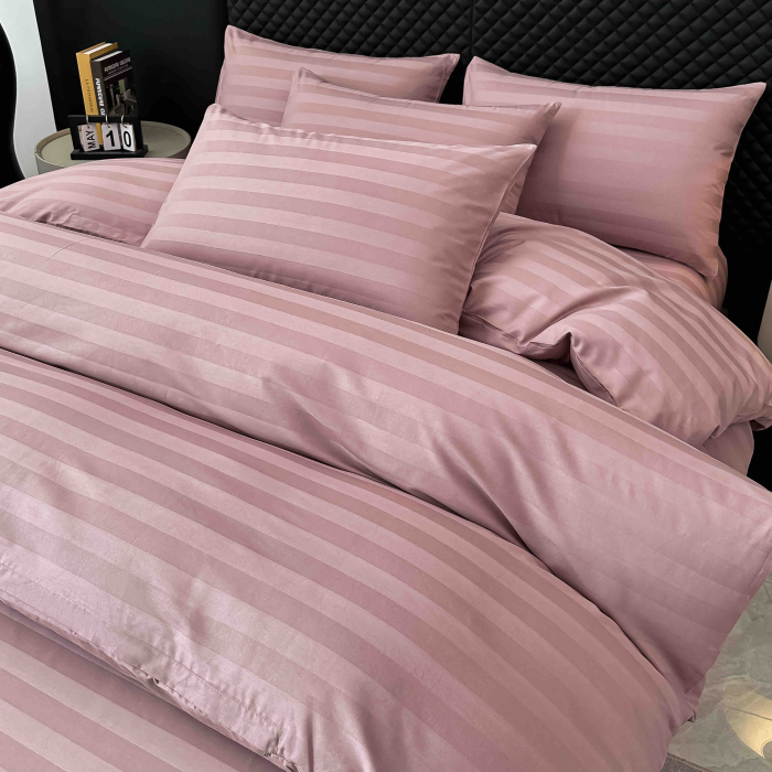 Lenjerie de Pat Damasc Deluxe Luxury, 100% Bumbac Premium, 6 Piese, Cearceaf cu Elastic 180x200 cm, Husă Pilotă 200x230 cm, Confort Hotelier 5★ [4]