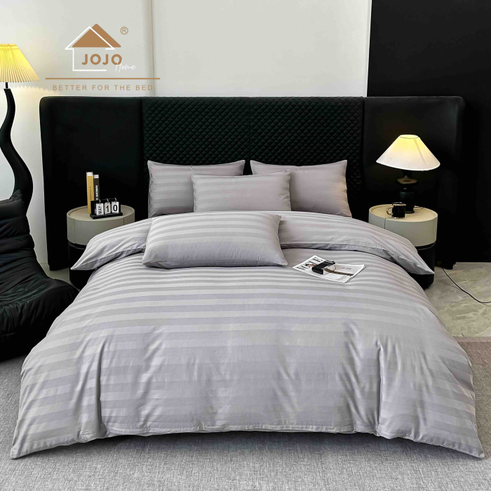 Lenjerie de Pat Damasc Deluxe Luxury, 100% Bumbac Premium, 6 Piese, Cearceaf cu Elastic 180x200 cm, Husă Pilotă 200x230 cm, Confort Hotelier 5★ [2]