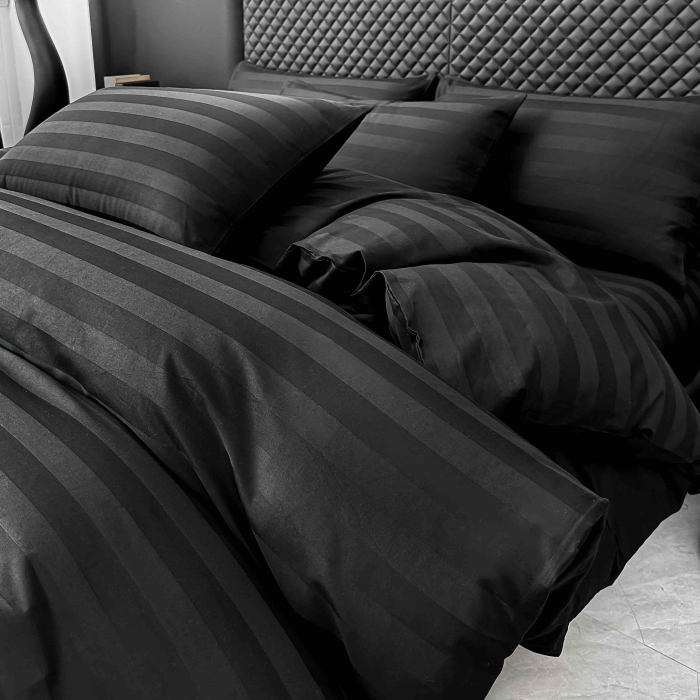 Lenjerie de Pat Damasc Deluxe Luxury, 100% Bumbac Premium, 6 Piese, Cearceaf cu Elastic 180x200 cm, Husă Pilotă 200x230 cm, Confort Hotelier 5★ [4]