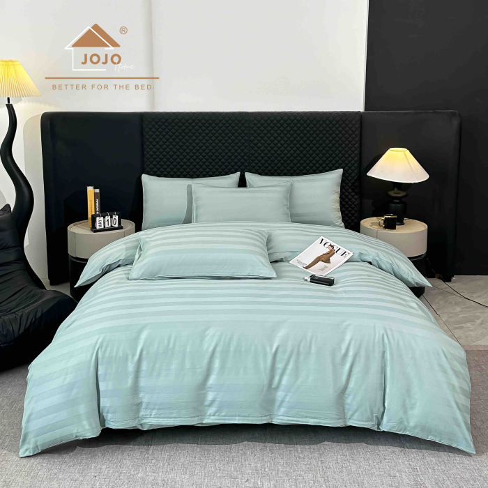 Lenjerie de Pat Damasc Deluxe Luxury, 100% Bumbac Premium, 6 Piese, Cearceaf cu Elastic 180x200 cm, Husă Pilotă 200x230 cm, Confort Hotelier 5★ [3]