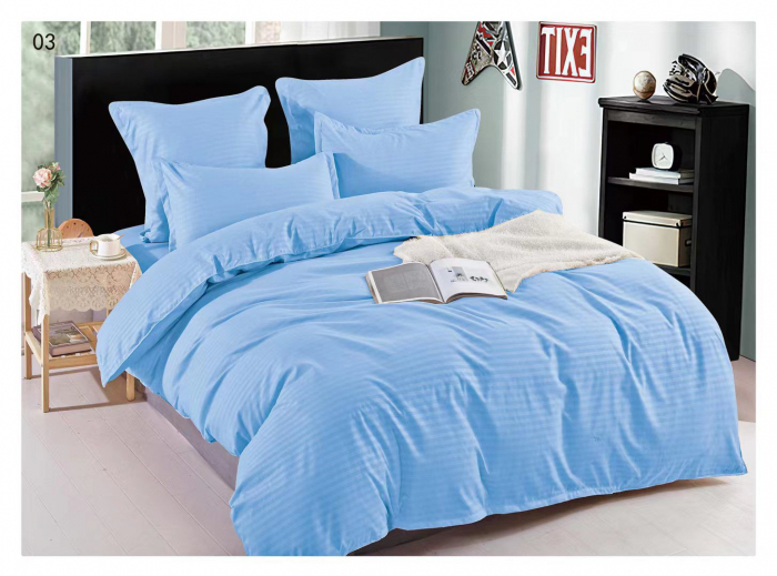 Lenjerie de pat dublu pentru 2 persoane Premium Damasc - Bleu