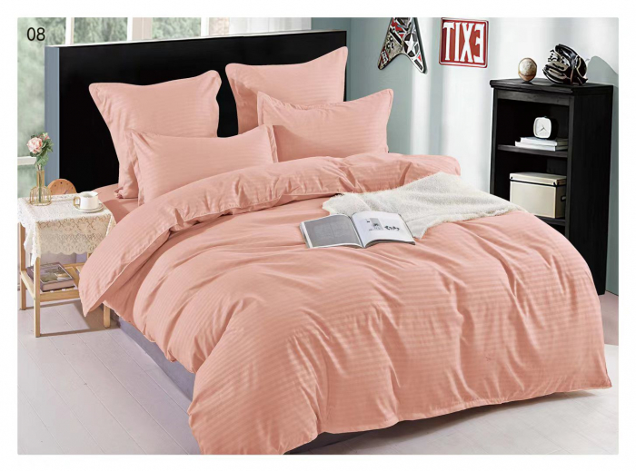 Lenjerie de pat dublu pentru 2 persoane Premium Damasc - Roz Piersica