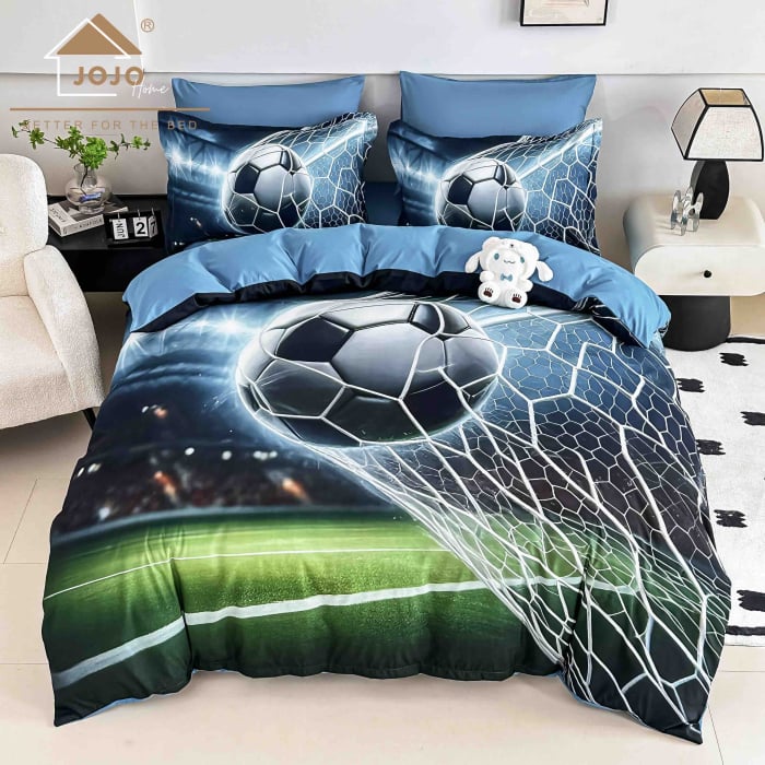 Lenjerie de Pat 140x200 cu Elastic, Imprimeu 5D, 4 Piese [1]