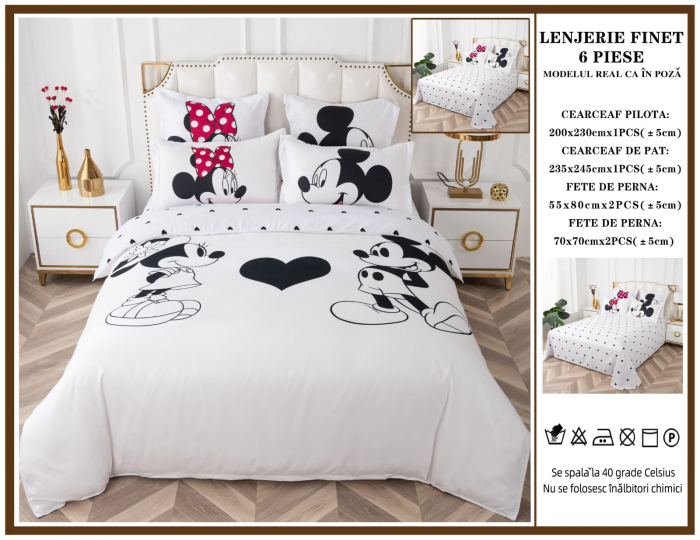 Lenjerie De Pat Finet Premium Pat Dublu - Minnie Mickey In Love