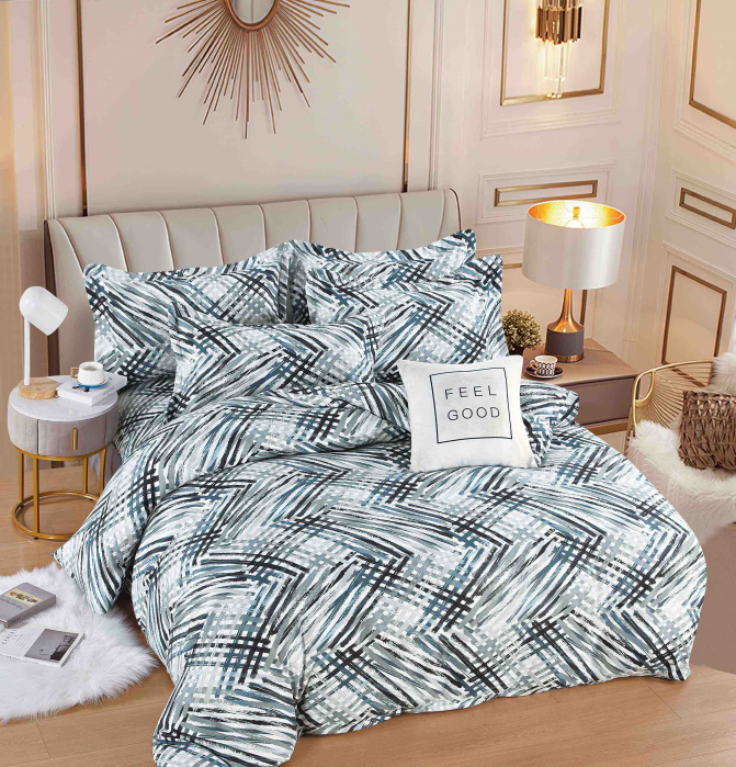 Lenjerie Din Bumbac Tip Finet 6 Piese Pentru Pat Dublu - Abstract [1]