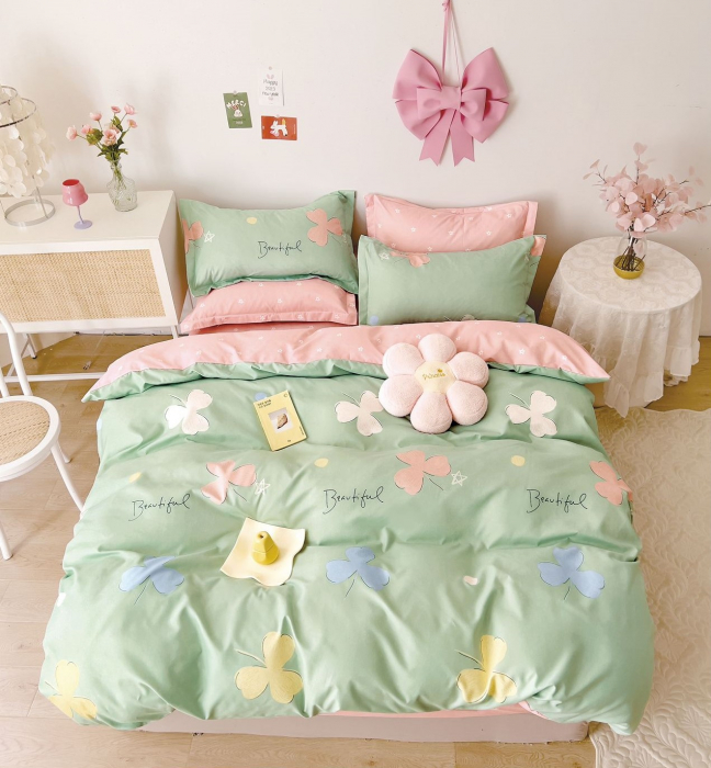 Lenjerie Din Bumbac Tip Finet 6 Piese Pentru Pat Dublu - Beautiful