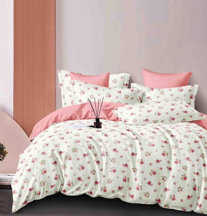 Lenjerie Din Bumbac Tip Finet 6 Piese Pentru Pat Dublu - Mini flowers [1]