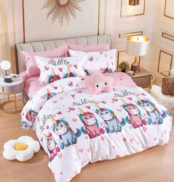 Lenjerie Din Bumbac Tip Finet 6 Piese Pentru Pat Dublu - U&Me [1]