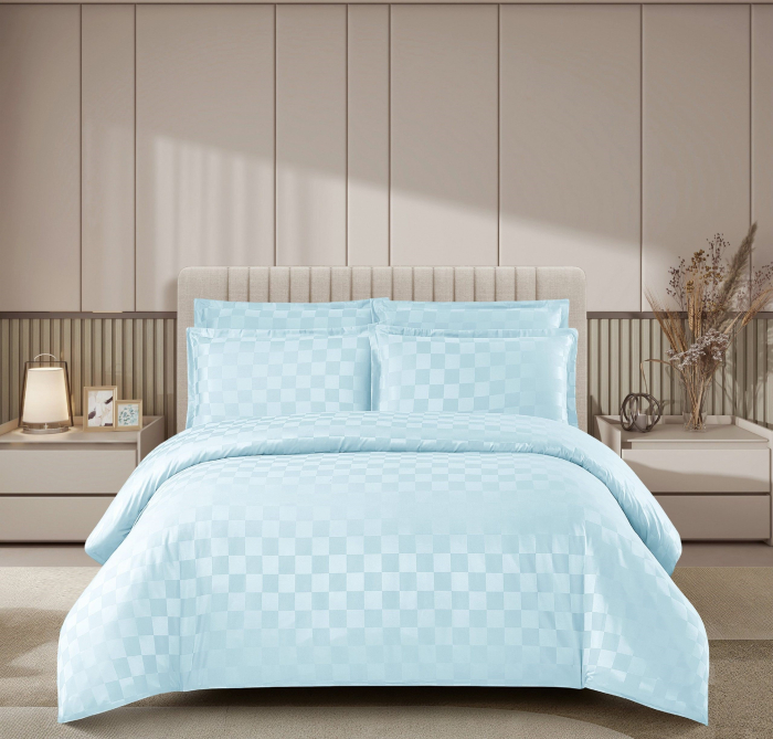 Lenjerie pat dublu, 4 Piese 100% Damasc PREMIUM, cu elastic
