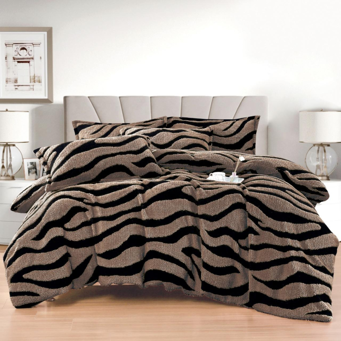 Set Lenjerie Pat Dublu Cocolino cu Cearsaf Elastic ,   4 Piese Groase, Calduroase si Moi