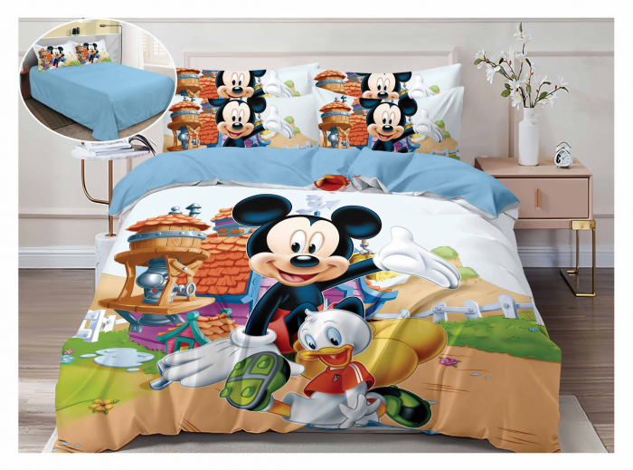 Lenjerie Pat Dublu, Bumbac Finet, 6 piese, IDENTIC CU POZA - Mickey